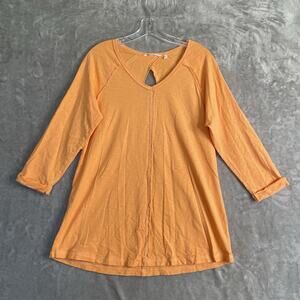 Soft Surroundings Tunic Womens Medium Shirt Orange Top Blouse 3/4 Sleeve Boho